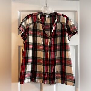 Old Navy Plaid Short Sleeve Shirt Plaid L
